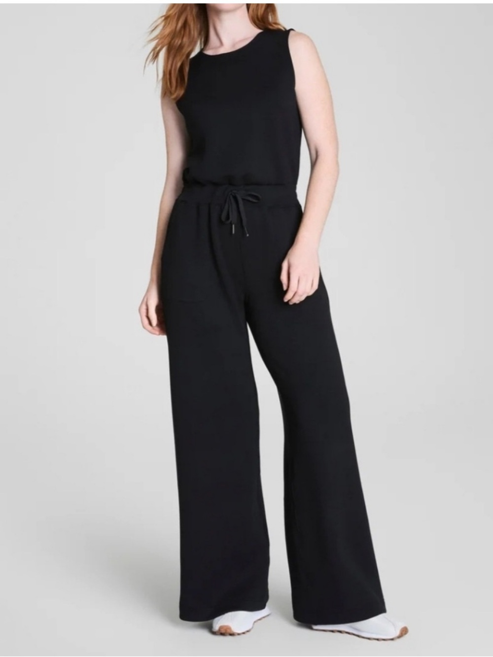 NWT Spanx AirEssentials Sleeveless  wide leg Jumpsuit in Very Black. Size XL
